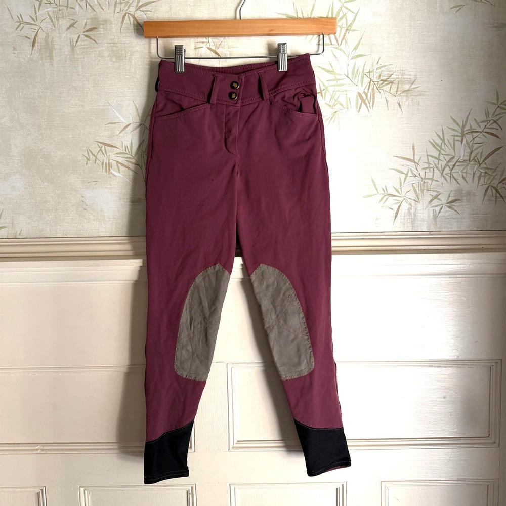 Kids R.J. Classics Avery Breeches Riding Pants Burgundy Youth Knee Patch 10R